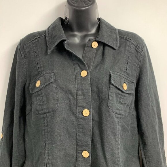 Sigrid Olsen Women's Linen Blend Button Long Sleeve Denim Jacket Size 10 - Picture 4 of 12